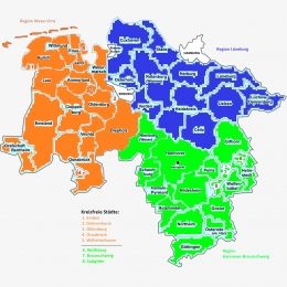 Die Landkreise und kreisfreien Städte in den Regionen 